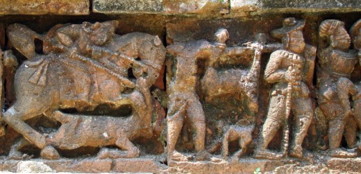 Terracotta of Raj Rajeswari temple :Hunting scene