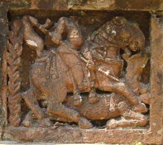 Terracotta of Raj Rajeswari temple :Hunting scene