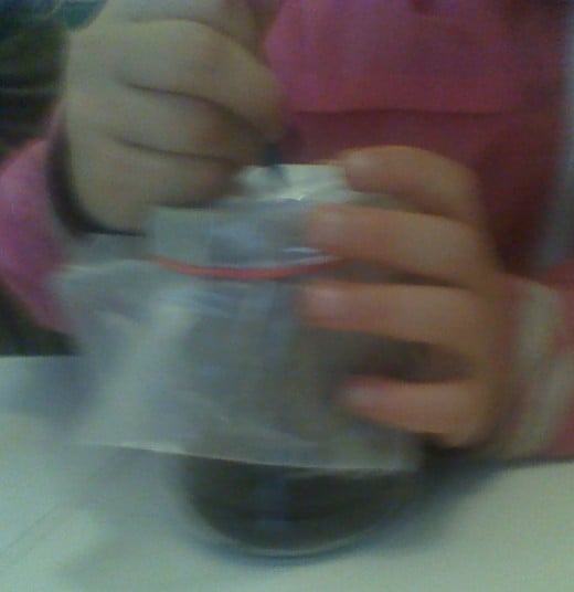 Step 7 is the final step - cover the jar with wax paper using a rubber band and poke air holes in the top.