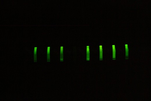 Row of Green LED indicator lights