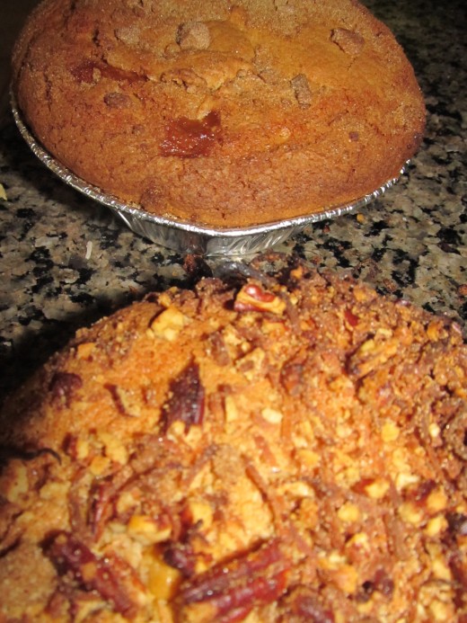 The finished product, one with brown sugar crust only, the other with all the fixings.