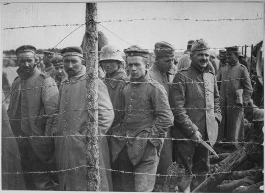German prisoners in a French prison camp. French Pictorial Service., 1917 - 1919