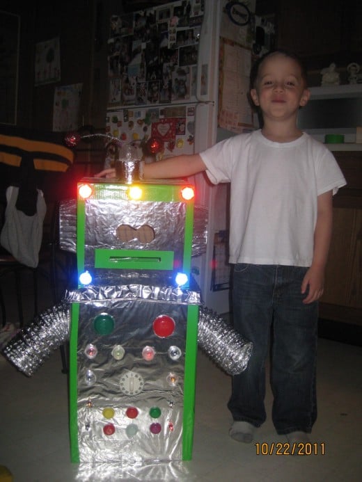 cameron with his robot costume