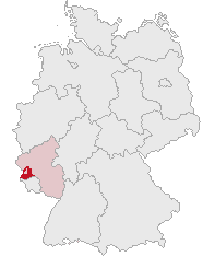 Map location of the Trier-Saarburg district, Rhineland-Palatinate, Germany