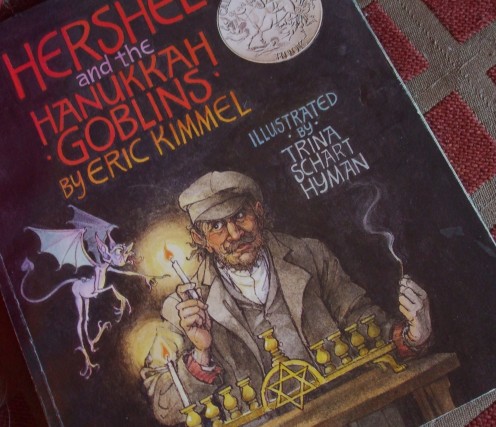 The detailed illustrations are scary but silly at the same time in Hershel and the Hanukkah Goblins.