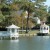 Gazebos as seen from the lake looking toward Lake Drive. Note how house in background is across the street from gazebos. 