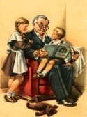 THIS, TO ME, IS A PICTURE OF THE IDEAL GRANDPA. SHARING TIME AND TEACHING HIS GRANDKIS VALUE LIFE LESSONS.
