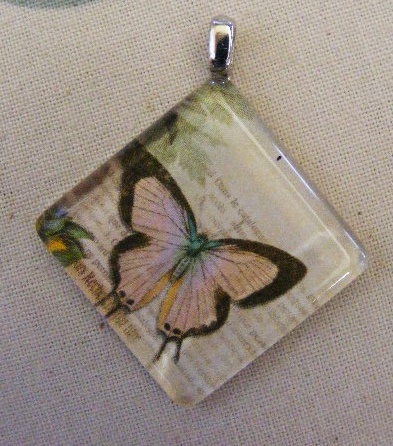 The front view of a square pendant