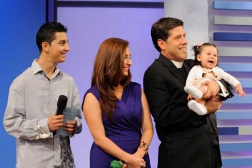 Father Cutie and family from the left: Christian, Ruhama's son by a previous relationship, Ruhama, Father Cutie, and 7 month old daughter Camila
