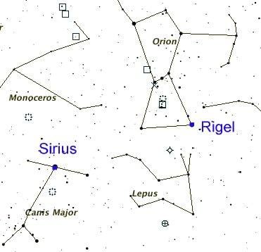 This simple map can guide you to the location of Sirius in relation to the other stars and constellations. Though Sirius is still regarded as important due to its visibility, its relationship to the year has changed over the ages.