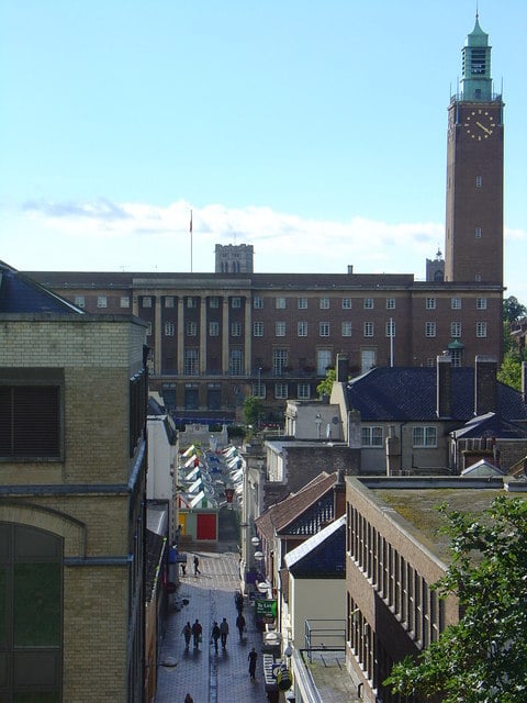 City Hall, Norwich, taken from the Castle Mound