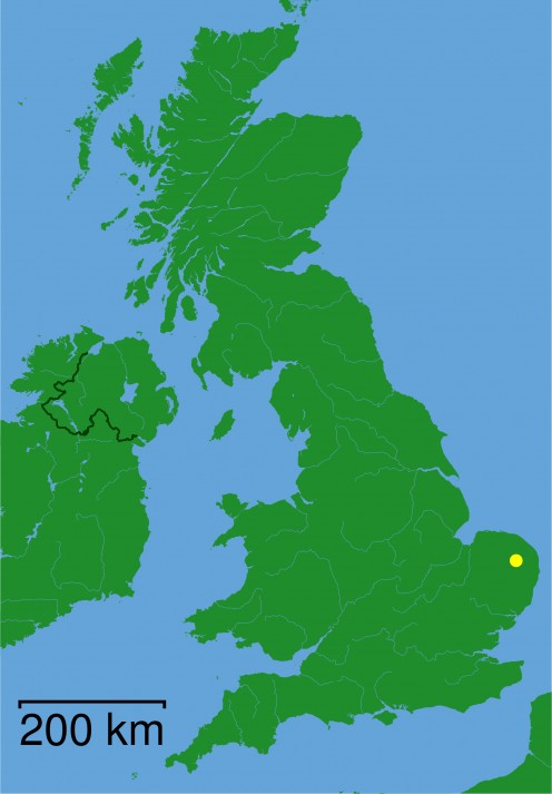 Map location of Norwich, Norfolk