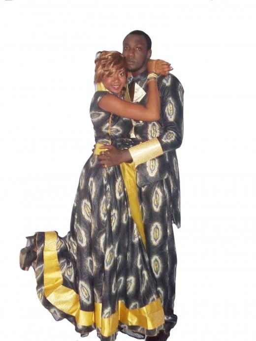 Combination of  Nigerian print and silk for a couple outfit 