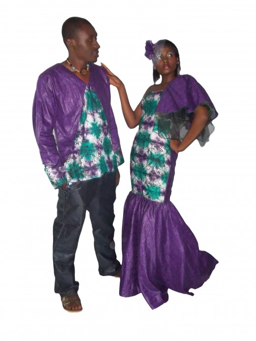 Tie and die material locally made by the designer for couple’s Dinner wear