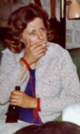 Sue, with obligatory drink and smoke