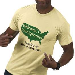 A pro-immigration shirt made by American Apparel.
