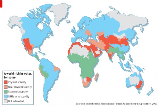 Map of water shortage