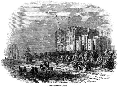 A 19th-century engraving of Norwich Castle