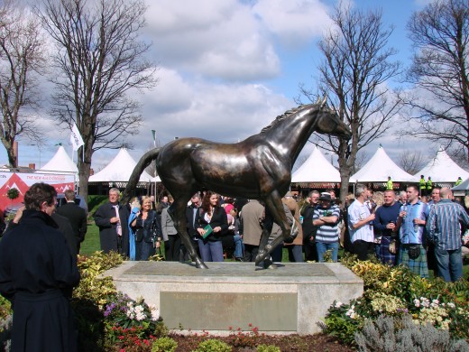 The famous Red Rum statue at Aintree Racecourse 