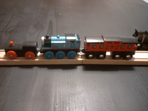 Note the different sizes of the different brands.  From left to right: IKEA, Thomas and Friends, Target (Circo)
