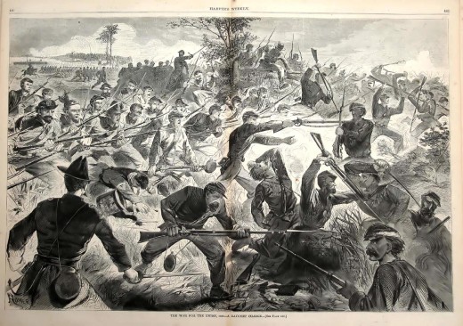 Bayonet Charge. This is a very real battle scene. in Harpers weekly