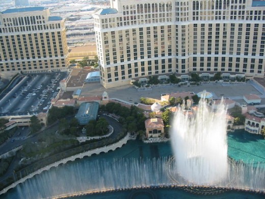 A good view of the Bellagio from on top of the "Eiffel Tower."