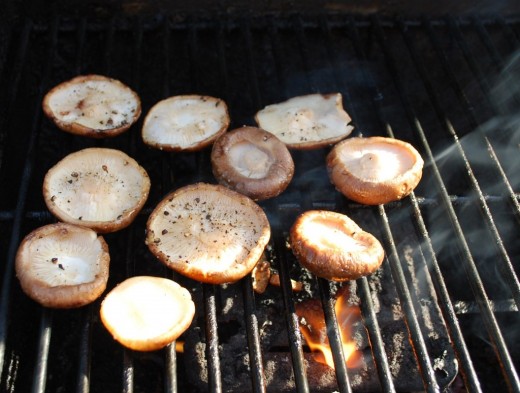 Mushroom on charcoal grill