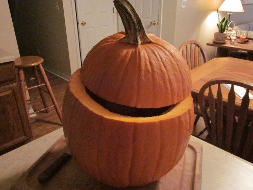 Cut Off the Top of the Pumpkin and Scoop out the Seeds