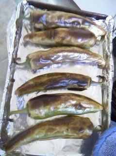 When the peppers are roasted on all sides, they are ready to clean and eat!