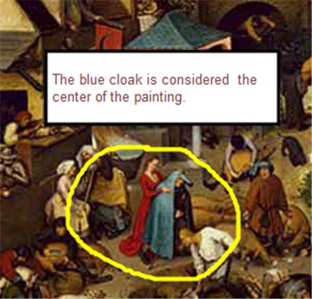 The blue cloak is considered central to the painting and represent deception. 