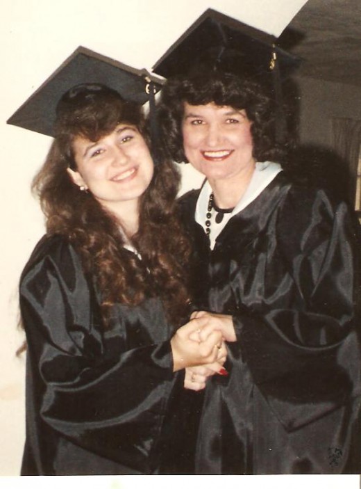 My cool mom came to the university to go to college; she lived with my brother and me. There was even an article written about us in the campus paper. Mom and I graduated in the same ceremony!