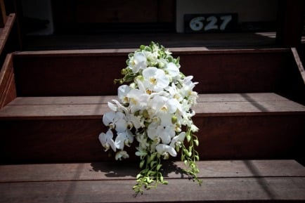 I made this wedding bouquet for a friend. 