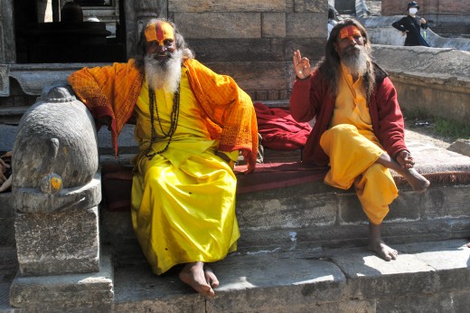 Some very strange, funny old men at the Pashupatinath cremation temple.
