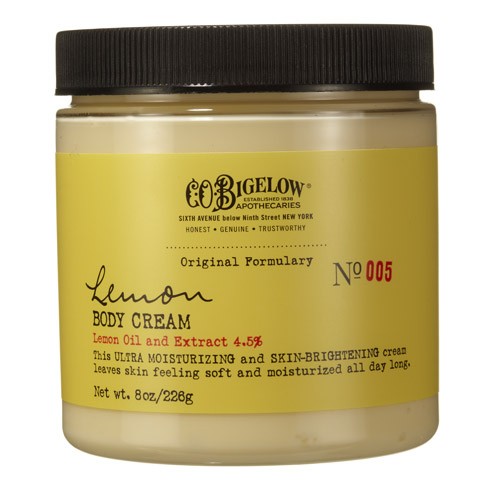C.O. BIGELOW LEMON BODY CREAM NO. 005 We combine nourishing Lemon Extracts (super charged with Vitamin C), ultra-moisturizing Shea Butter and replenishing Kukui Nut Oil (rich in essential fatty acids) to create the ultimate body cream.