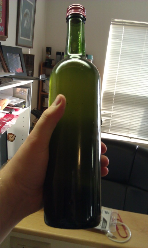 I used a cleaned out wine bottle for my initial mixing and aging and will move the extract over to smaller bottles once I feel it is aged enough.