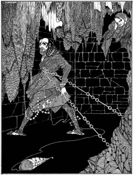 Illustration for Edgar Allan Poe's story "The Cask of Amontillado" by Harry Clarke (1889-1931), published in 1919.