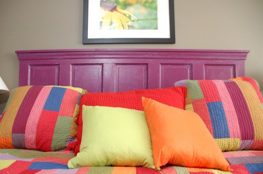 Medium and Light Purple Used in Bedroom Decorating Scheme