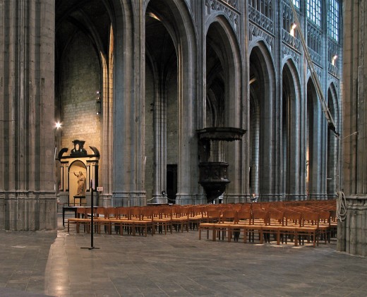 Interior of St. Waudru church, Mons