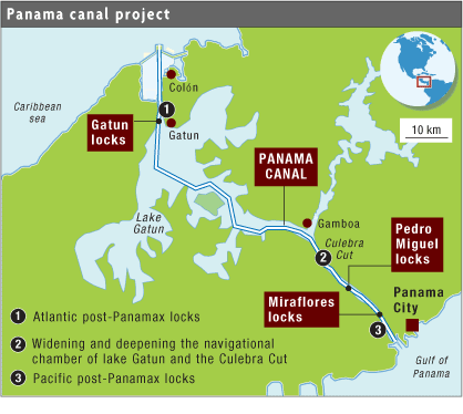 Panama canal map