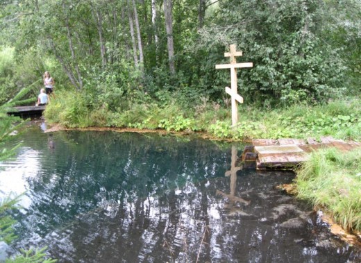 Frigid spring in vicinity of Valday, Novgorod Oblast, Russia where we swam.
