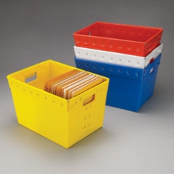 Color-Coded Plastic Totes for Documents