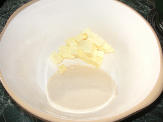 Start By Dicing The Butter and Adding To The Golden Caster Sugar. 