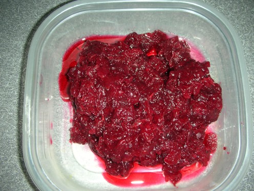 Dregs from putting cranberry sauce through strainer