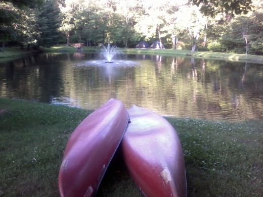 Camp Streamside lake view in Strousburg PA