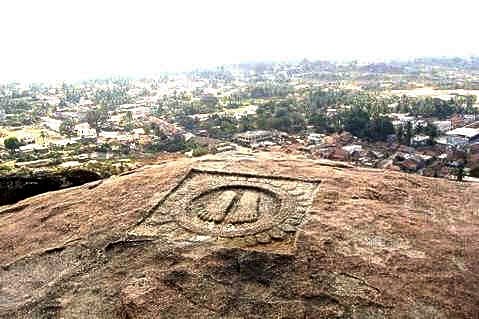 Footprints of Chandragupt Maurya at Chandragiri Hill, Shravanabelagola in Karnataka State, India.