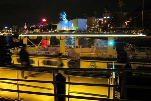 Complimentary shuttle boat ride between the three points in Downtown Disney