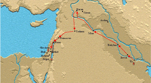 Abram's journey from Ur through Haran to Canaan