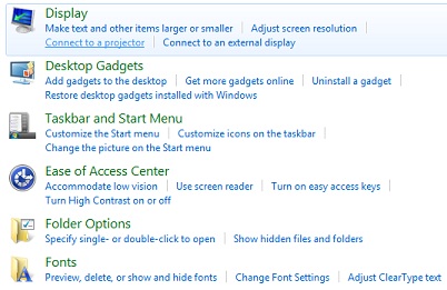 You have to access your options for viewing an external monitor on a desktop computer through the Control Panel.