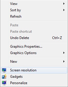 Instead of navigating through the Control Panel to change your screen resolution, right-click an open area on the desktop and then click "Screen Resolution."
