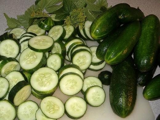 Delicious sliced cucumbers.